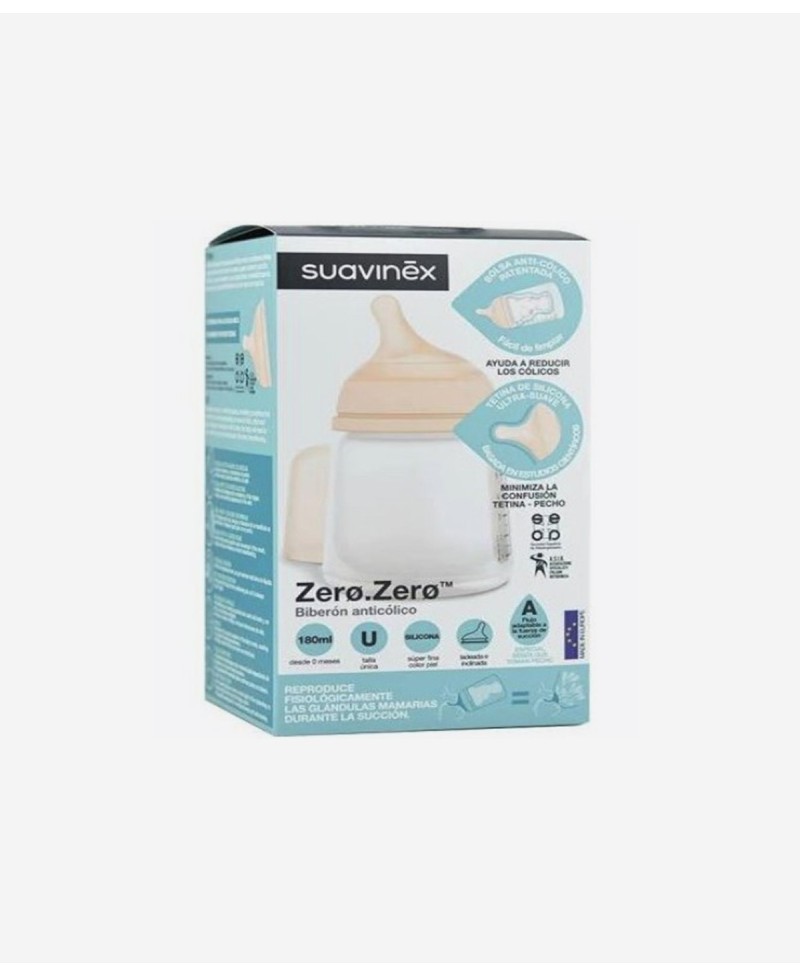 SUAVINEX BIBERON ANTICOLICO TETINA LACTANCIA SILICONA MIXTA  180 ML