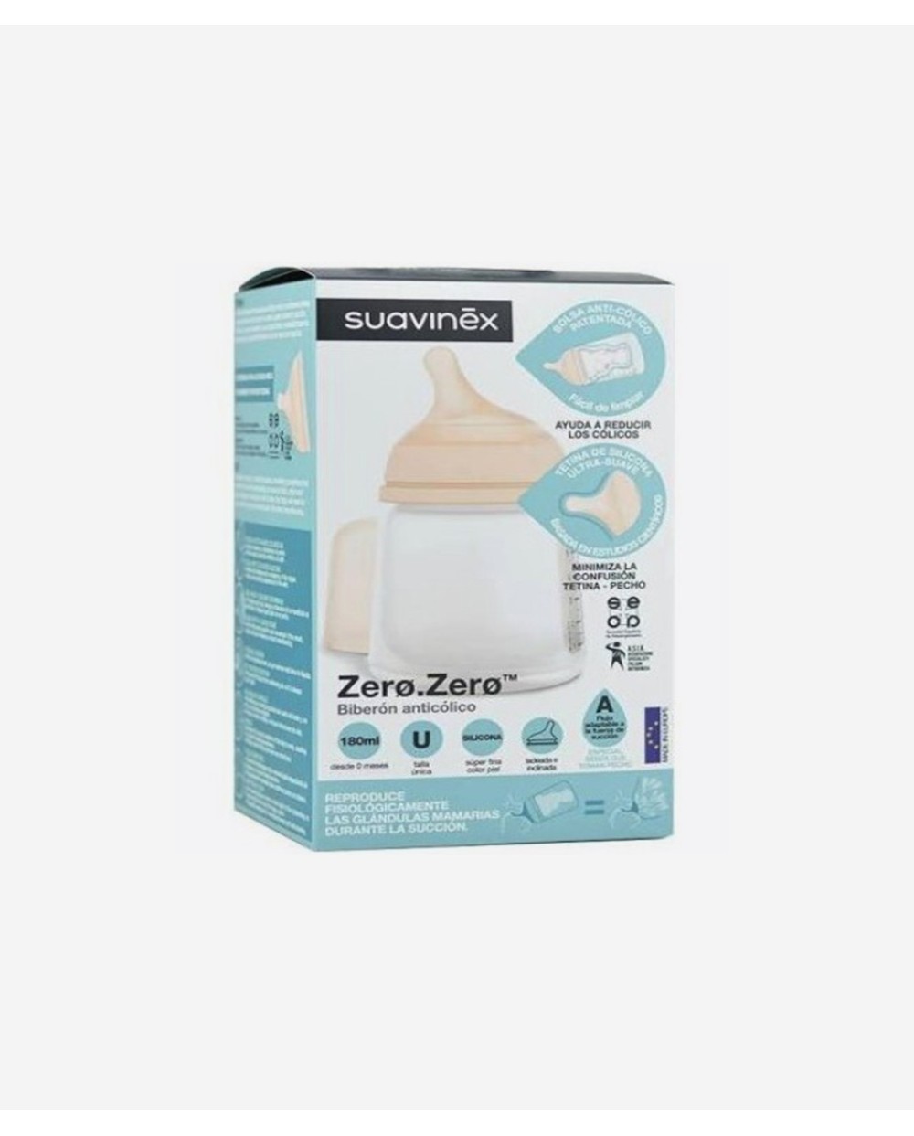 SUAVINEX BIBERON ANTICOLICO TETINA LACTANCIA SILICONA MIXTA  180 ML