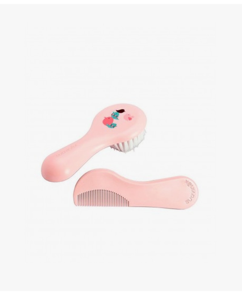 SUAVINEX CEPILLO Y PEINE INFANTIL SOFT  ROSA DECORADO
