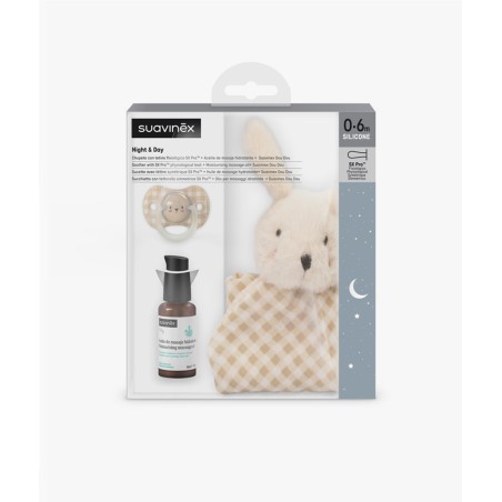 SUAVINEX SET NIGHTS MOMENTS CHUPETE + ACEITE MASAJE + PELUCHE